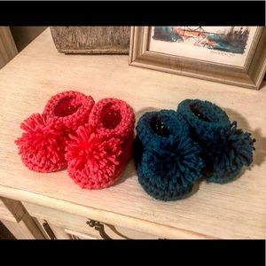 Adorable Handmade Baby Booties - Fuschia or Teal!